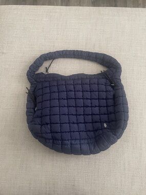 Free People Quilted Navy Puffer Shoulder Bag